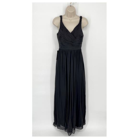 Ann Taylor Women's NEW Silk Wrapped Sleeveless Gathered Maxi Dress Size 0 Black - Picture 1 of 12